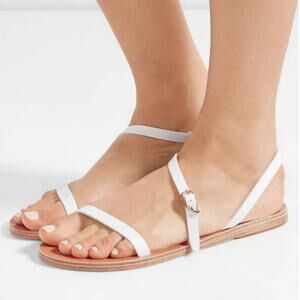 Ancient‎ Greek Sandals Niove Off White Leather Strappy Flats Sz 36 / 6 US